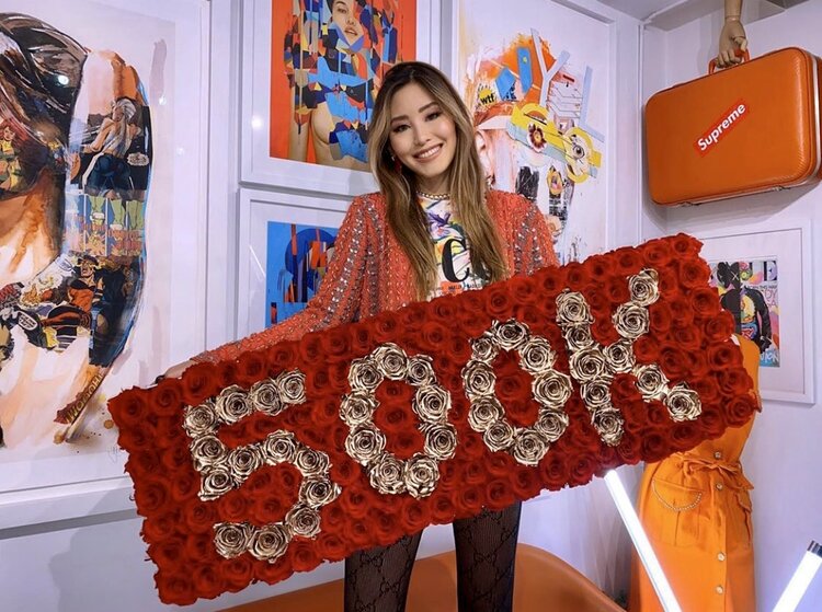 Jarry Lee in our Pearl & Chain Choker.